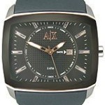 Armani Exchange Leather Charcoal Grey Dial Men's Watch